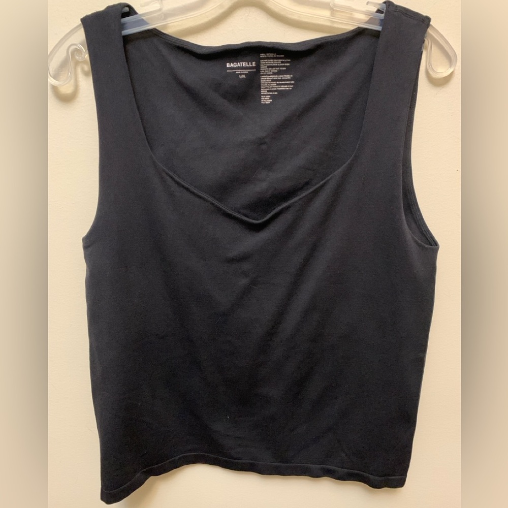 BAGATELLE Women's Black Tank Top with Bra Shelf